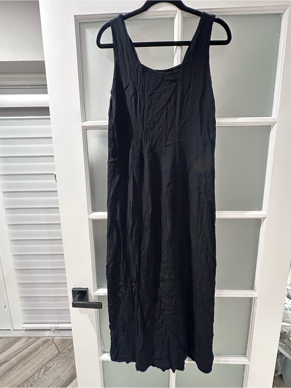 FLAX Jeanne Engelhart Black Crinkle Rayon Sleeveless Maxi Dress Small
